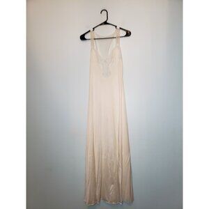 VTG Barbizon Womens S Nightgown Lingerie Deep V Lacy Elegant Semi Sheer Maxi